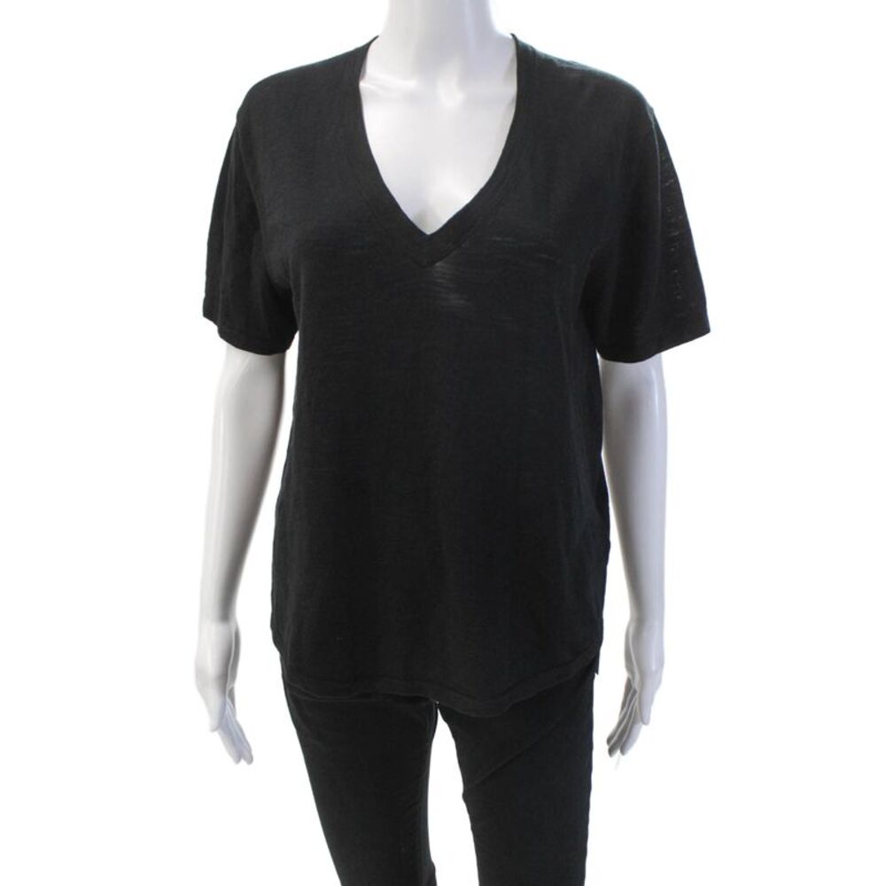 No Name Womens Short Sleeves V Neck Pullover Sweater Black Cotton Size Medium